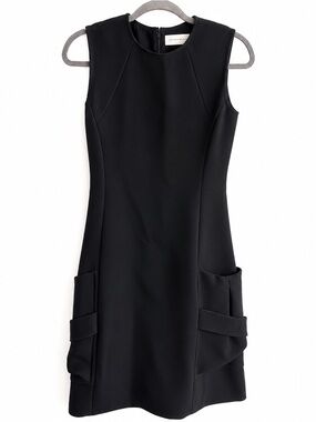 Victoria Beckham Black Sleeveless Mini Dress with Side Pocket Detail